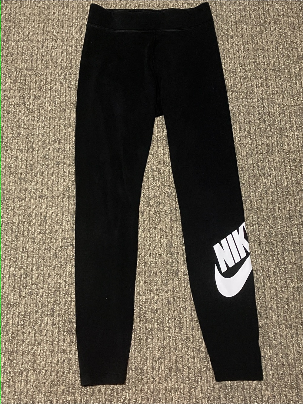 Nike Black Leggings with White Nike Swoosh and Logo